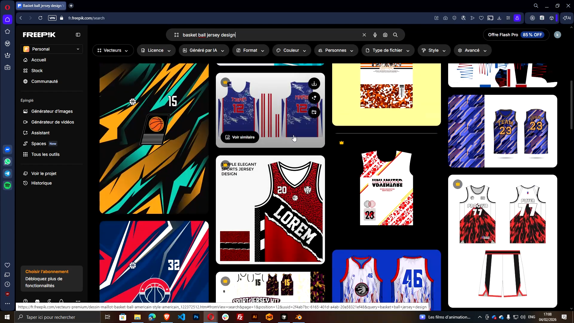Freepik search results showing basketball jersey vector designs for download